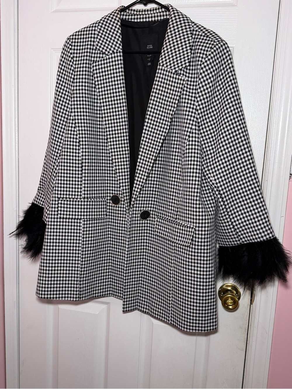 River Island Feather Cuff Blazer